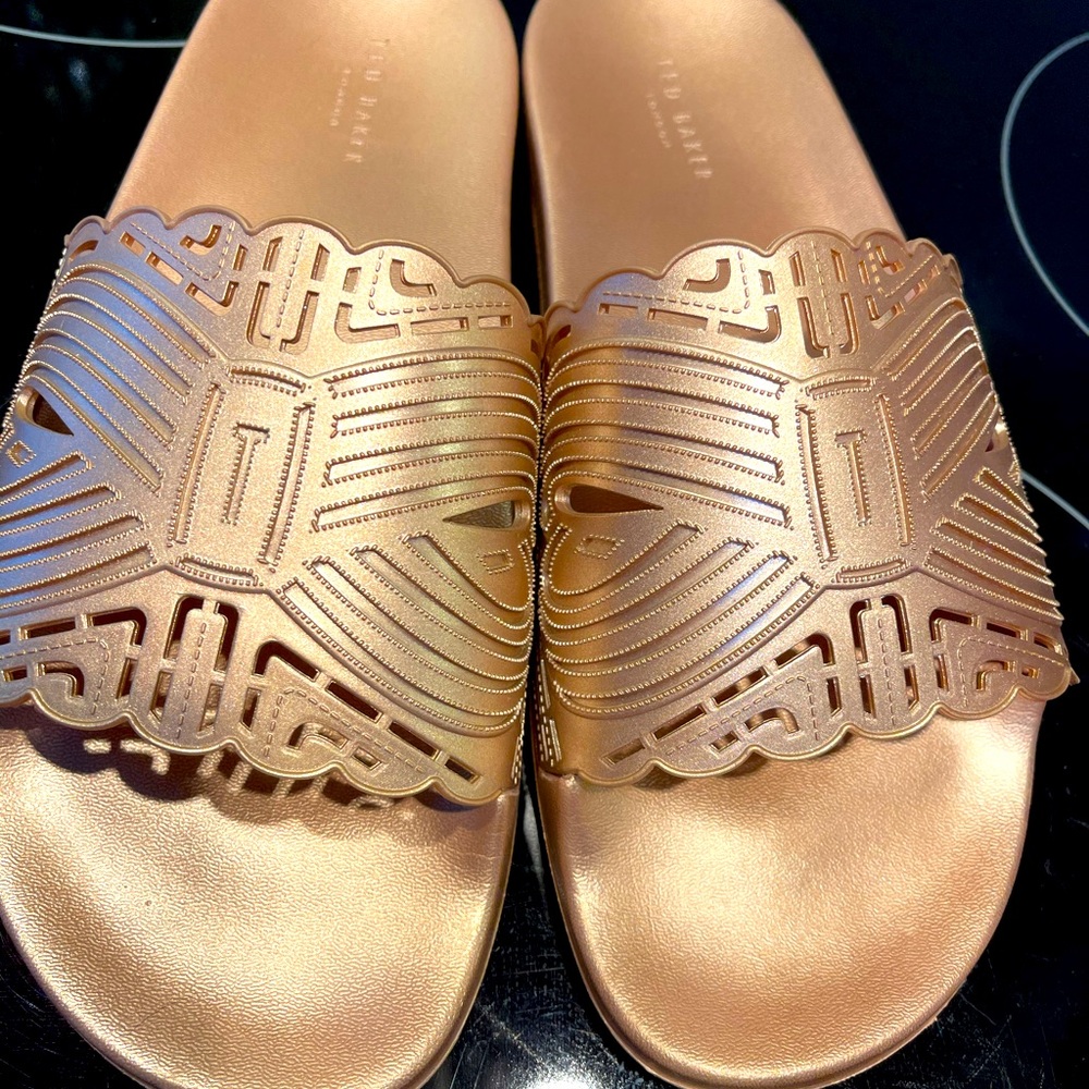 Ted Baker rose gold slides